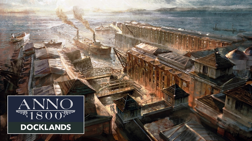 Anno1800 DLC7 Docklands Keyart FullHD logo